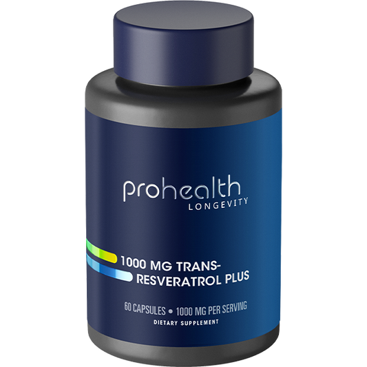 ProHealth 1000MG Trans-Resveratrol Plus 99.5% Pure, 15X Better Absorption from 420mg Polyphenol Complex (Quercetin, Red Wine & Green Tea Extracts, BioPerine) (60 X 500mg Capsules = 30 X 1000mg Servings)